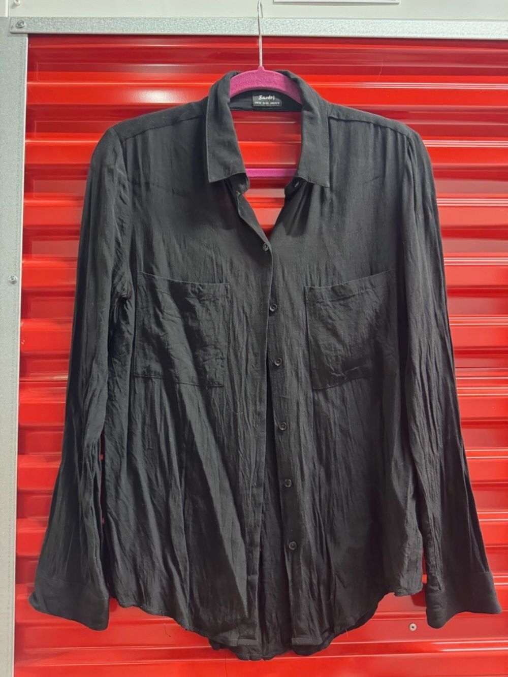 BARDOT - Black Button Down Long Sleeve Top - Cut out Back - Size Small LIKE NEW